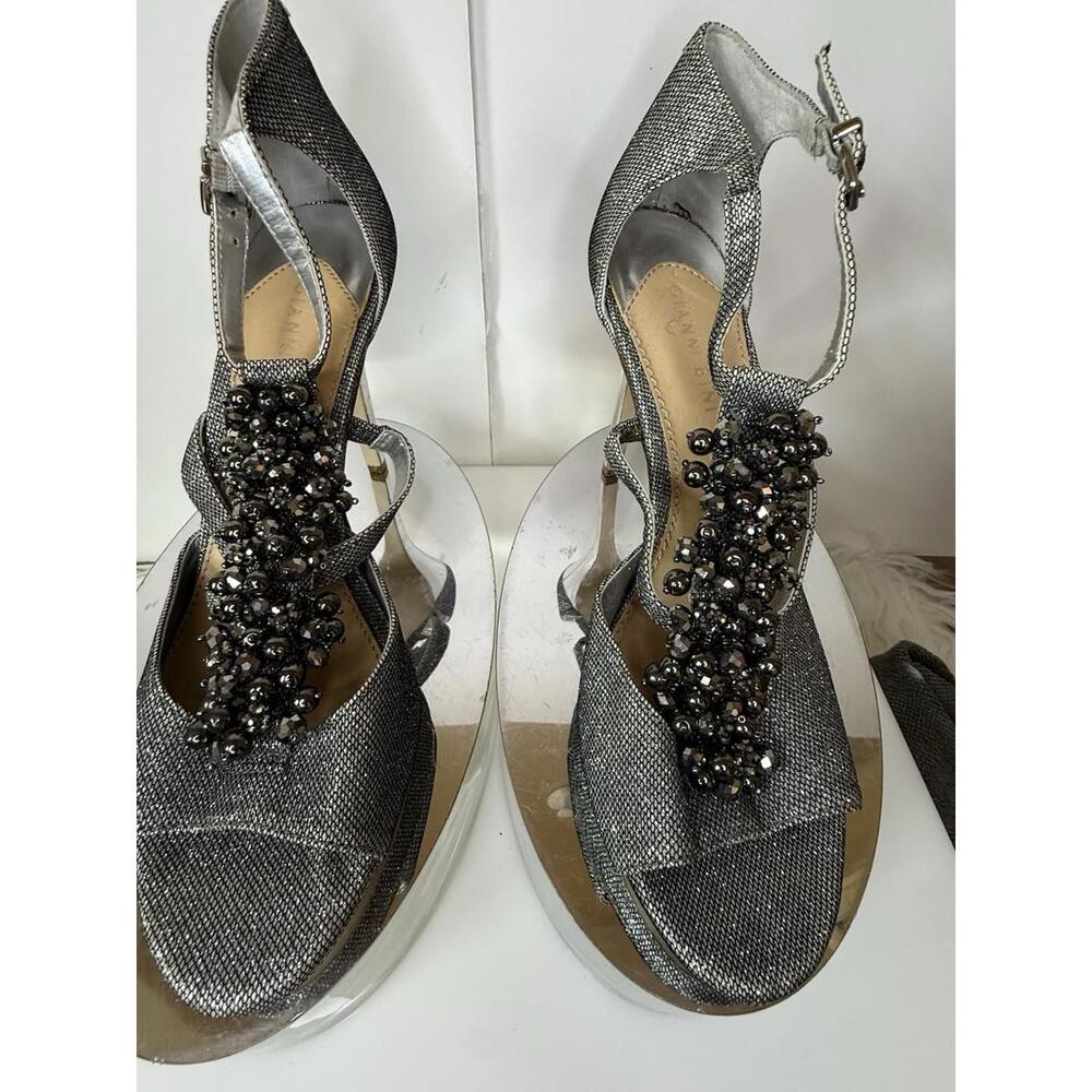 Gianni Bini Women’s Beaded Dress Shoes Sz 9.5 Silver‎ Metallic Party Dress Heels
